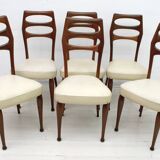 Six Vittorio Dassi Mid-Century Modern Italian Mahogany Dining Chairs, 1950s