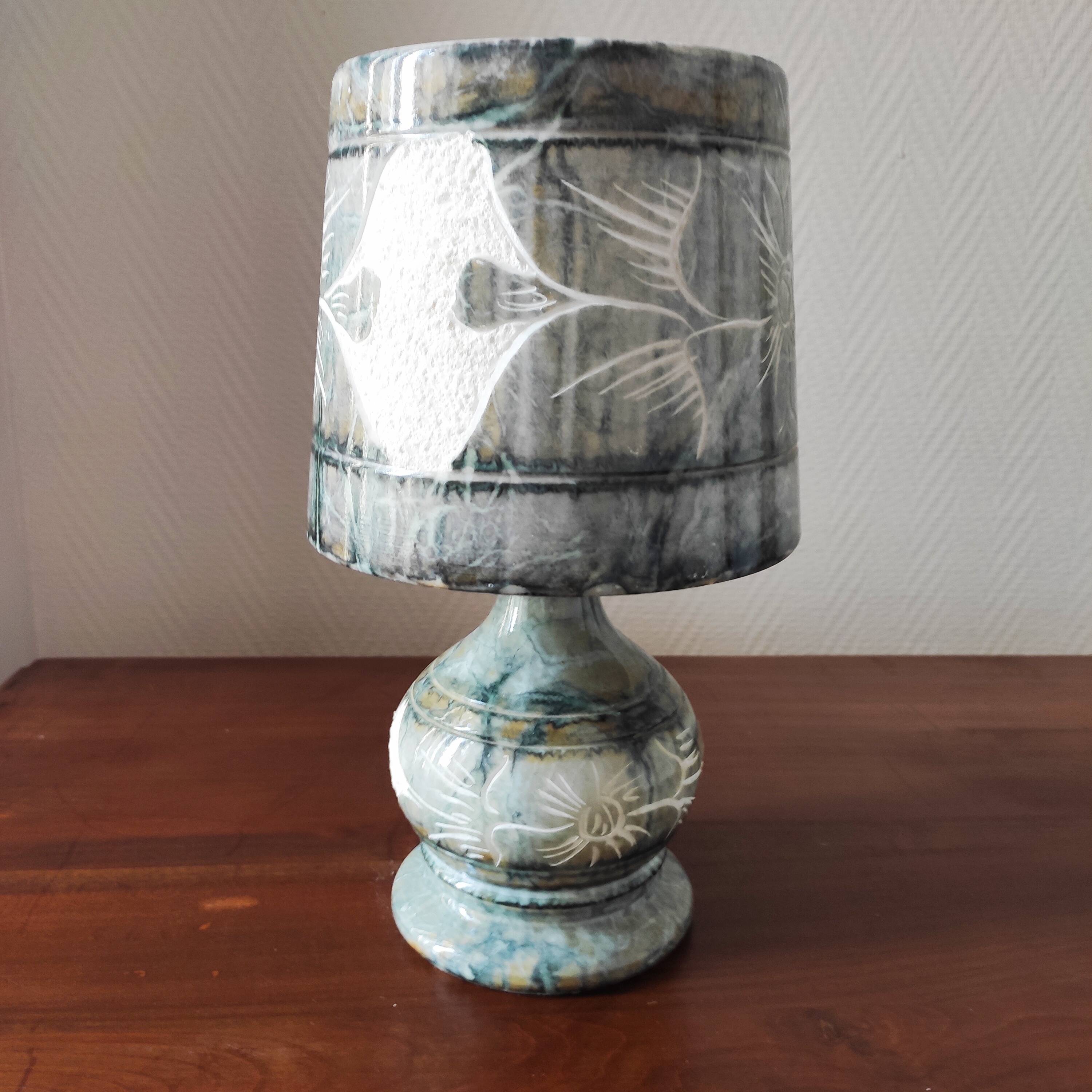 Lampe vintage 70 en onyx gris