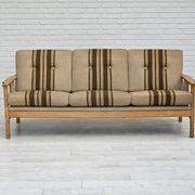 1970s, Danish 3 seater sofa, original very good condition, wool, oak.