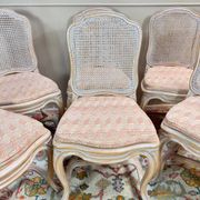 Set of six Louis XV style lacquered wood caned chairs