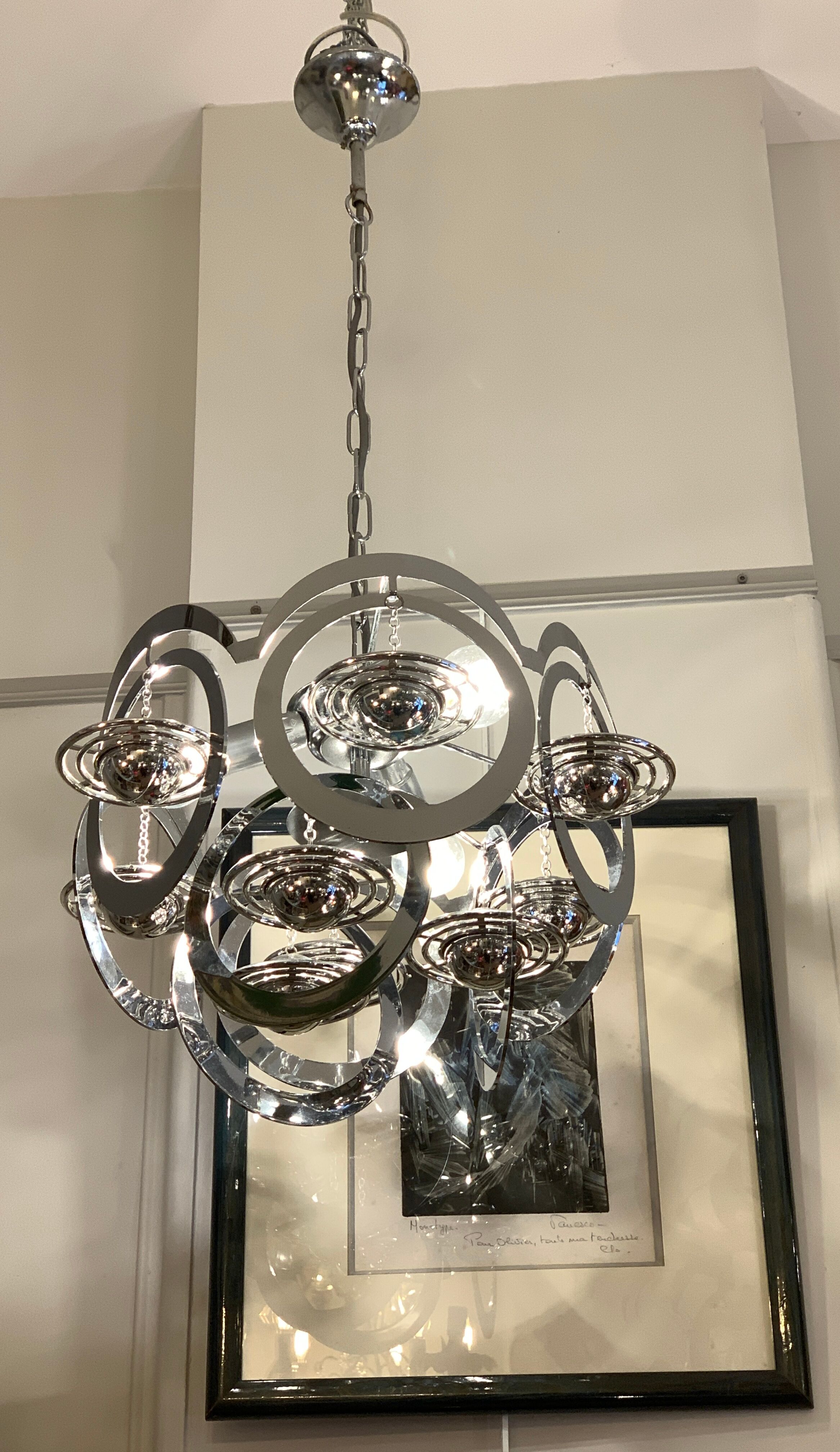 Chandelier planets Saturns, Space age, Italian design 1970