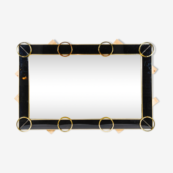 Miroir en verre noir et garniture laiton 182x121 cm