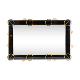Mirror in black glass and brass trim 182x121 cm