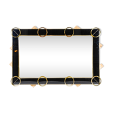 Miroir en verre noir et garniture laiton 182x121 cm