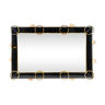 Mirror in black glass and brass trim 182x121 cm
