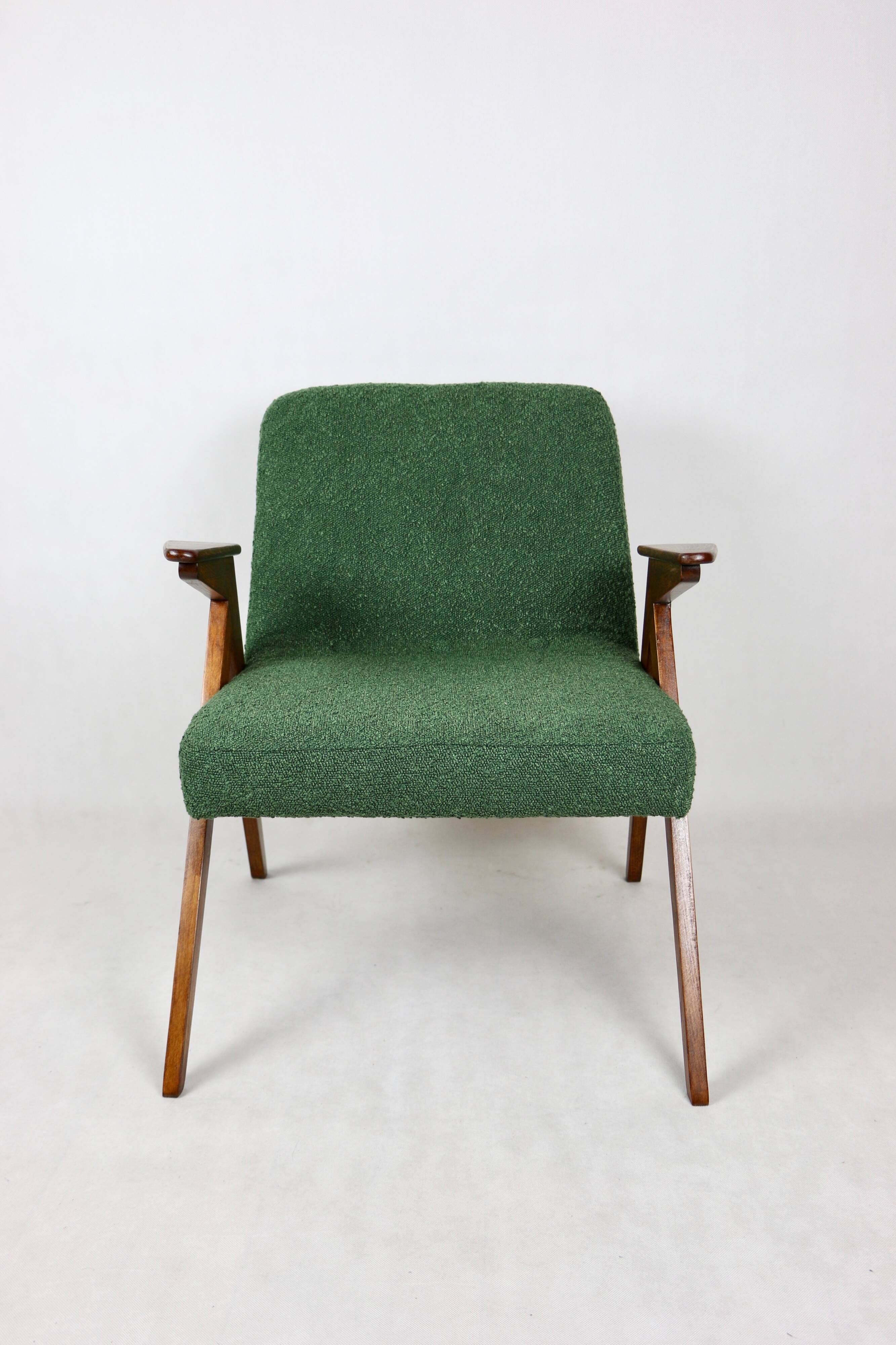 Green Boucle Bunny Armchair by Józef Chierowski, 1970s