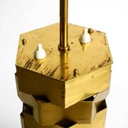 1960s brass table lamp by Vereinigte Werkstätten with an illuminated base
