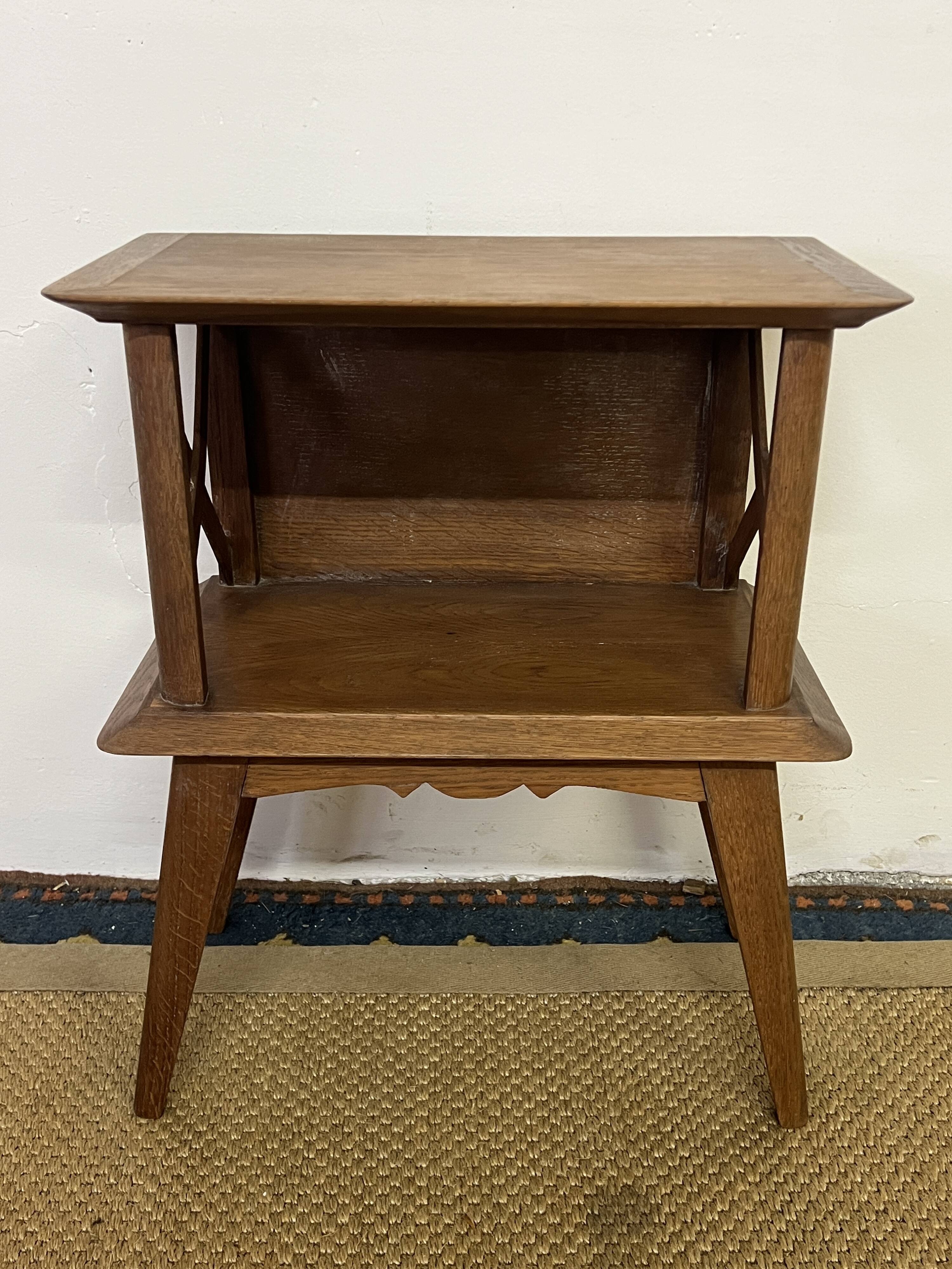 Bedside table with lattices, vintage compass legs