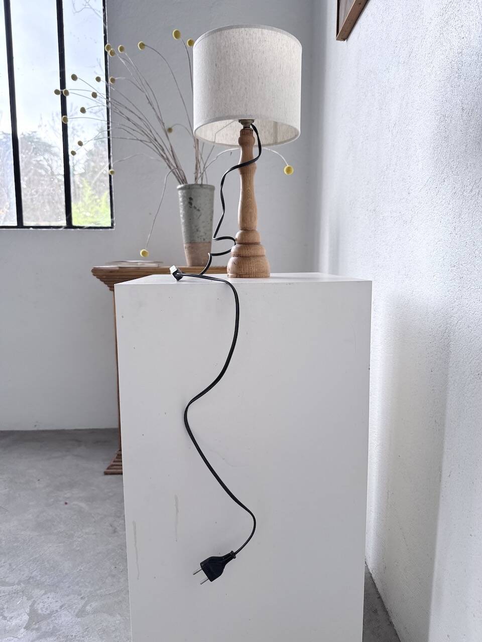 Lampe de bureau en bois chêne clair 1950