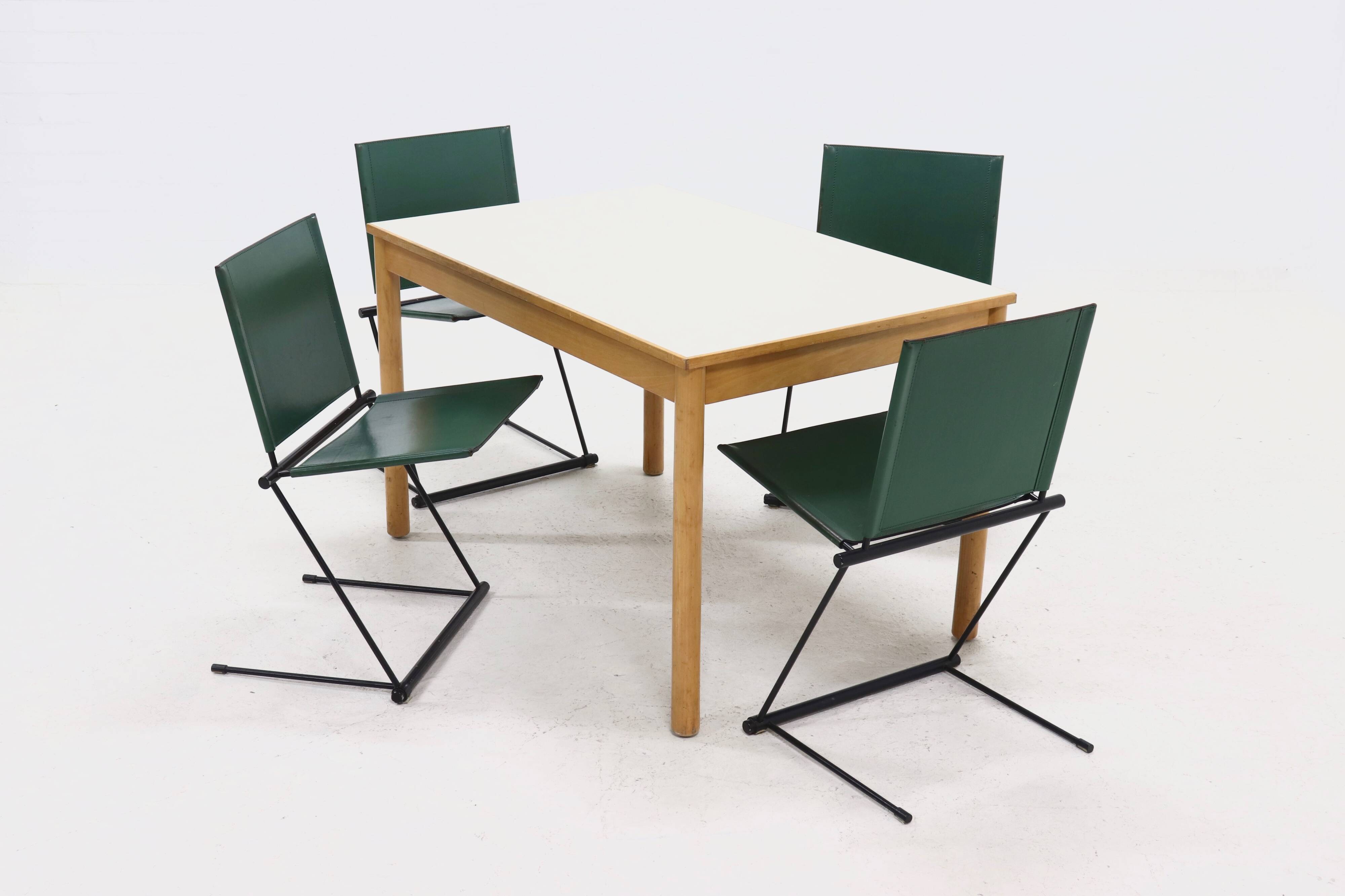 Vintage birch and linoleum dining table 1960