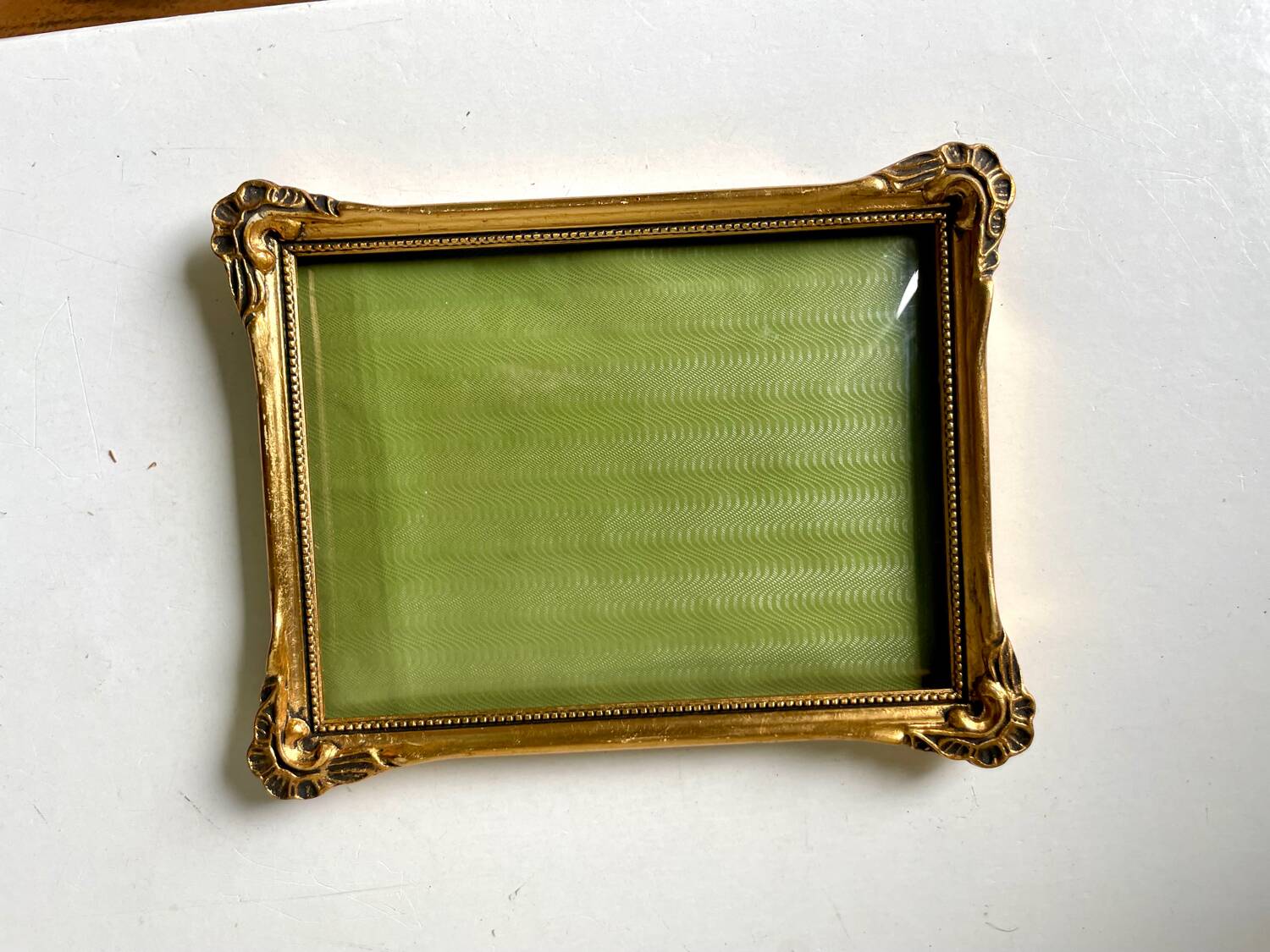 Antique ART NOUVEAU gilded Wooden Frame  18.5 cm x 14.5 cm CONVEX Glass