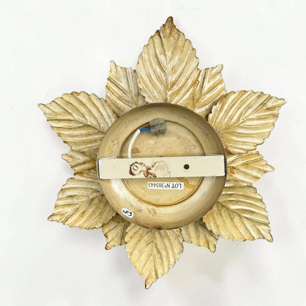 Applique fleur métal doré à la feuille d'or vintage Applique florentine