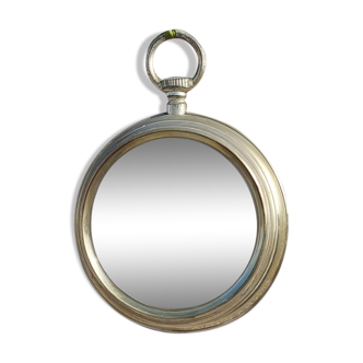 Miroir rond en laiton 1970 - 28x38cm