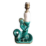 Emerald green mermaid ceramic table lamp