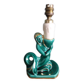 Emerald green mermaid ceramic table lamp