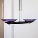 XXL vintage Murano glass chandelier - blue and red striped glass, black metal - Italy, Memphis style, 1980s
