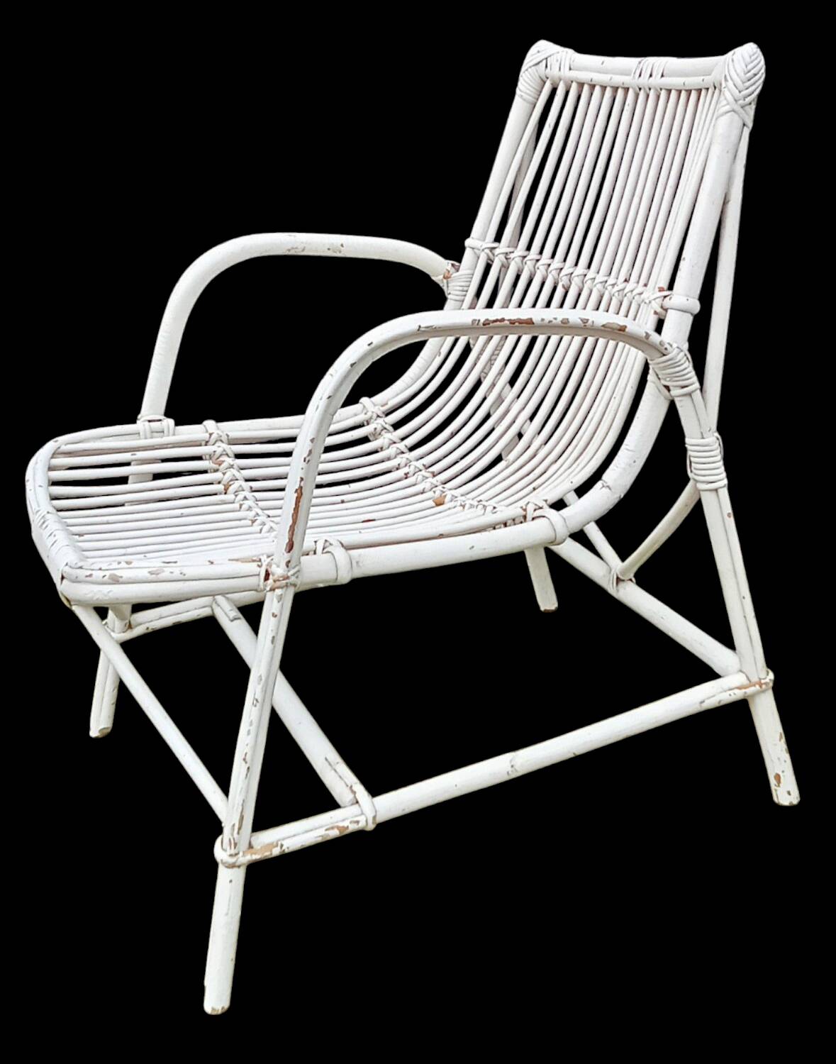 Set of 3 rattan armchairs from the 1970s