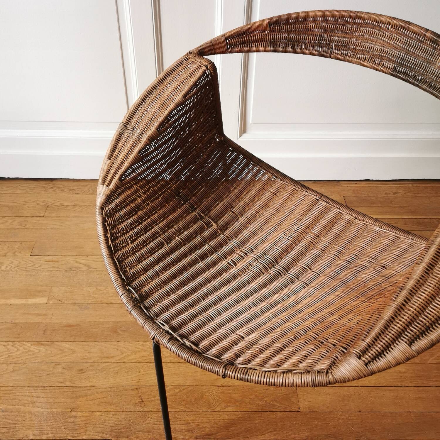 Rush rattan armchair, design by Maurizio Tempestini for Rima, 1960.