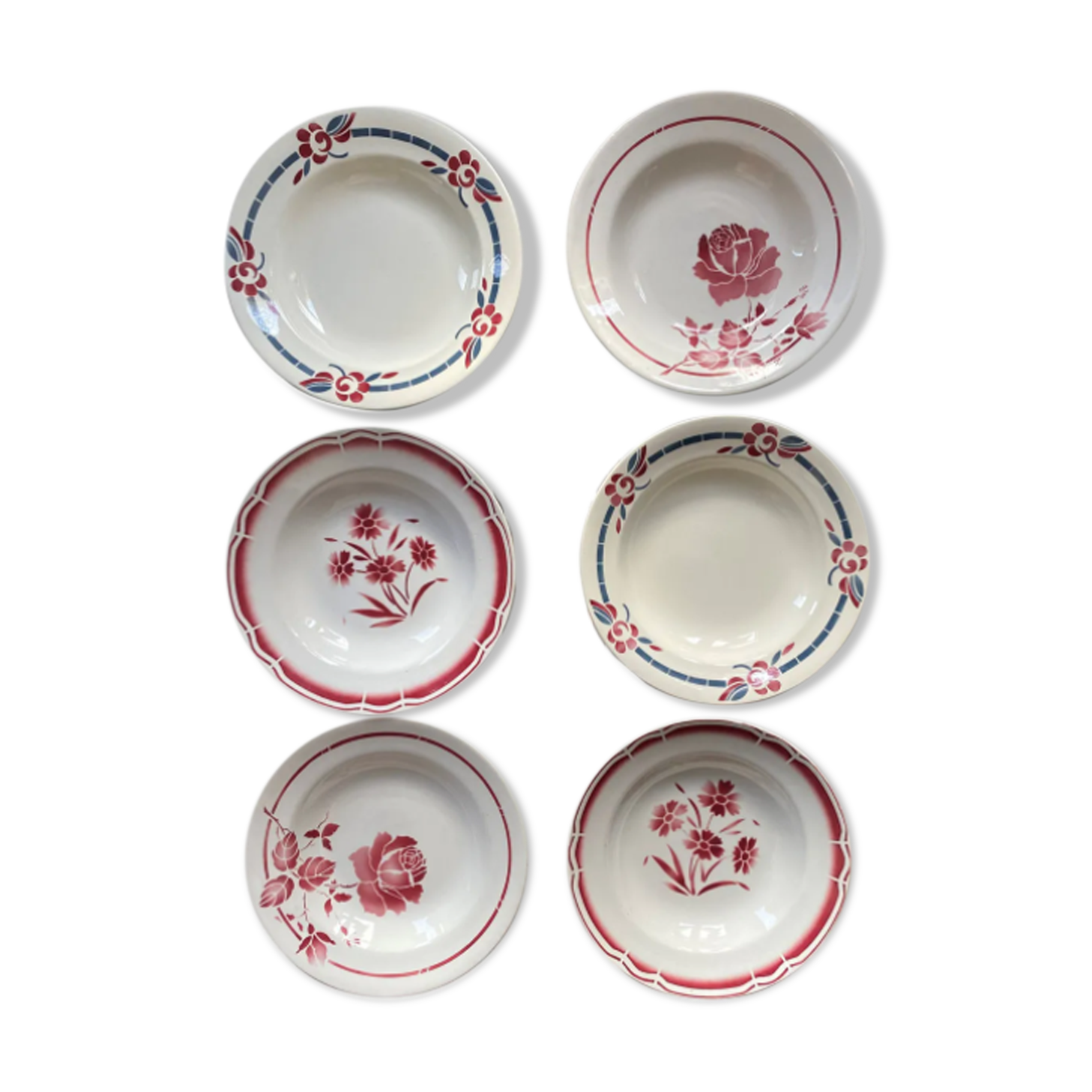 6 mismatched old hollow plates