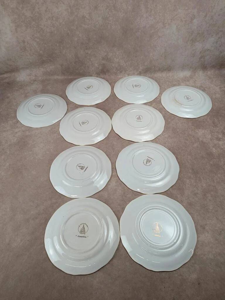 Set of 10 vintage dessert plates L’amandinoise Coopélia