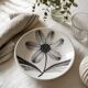 Graphic flower black & white deep plate Gien
