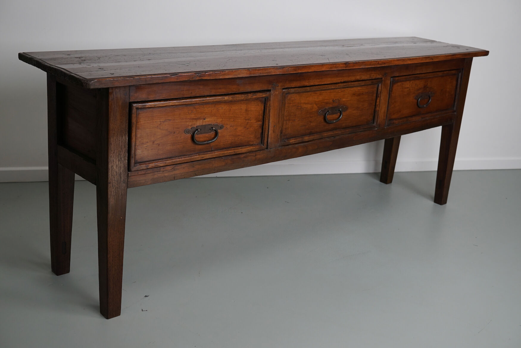 Antique french rustic farmhouse fruitwood & oak side table