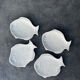Lot de 4 assiettes poisson en faïence blanche