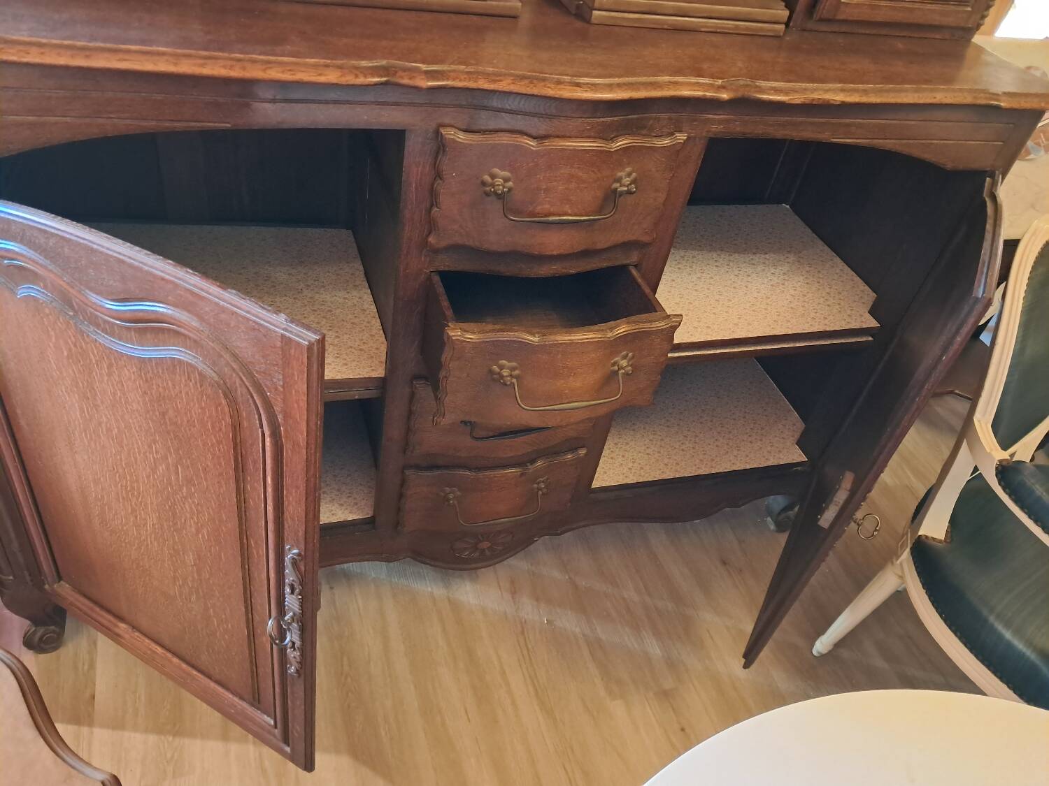 Two-piece solid oak sideboard