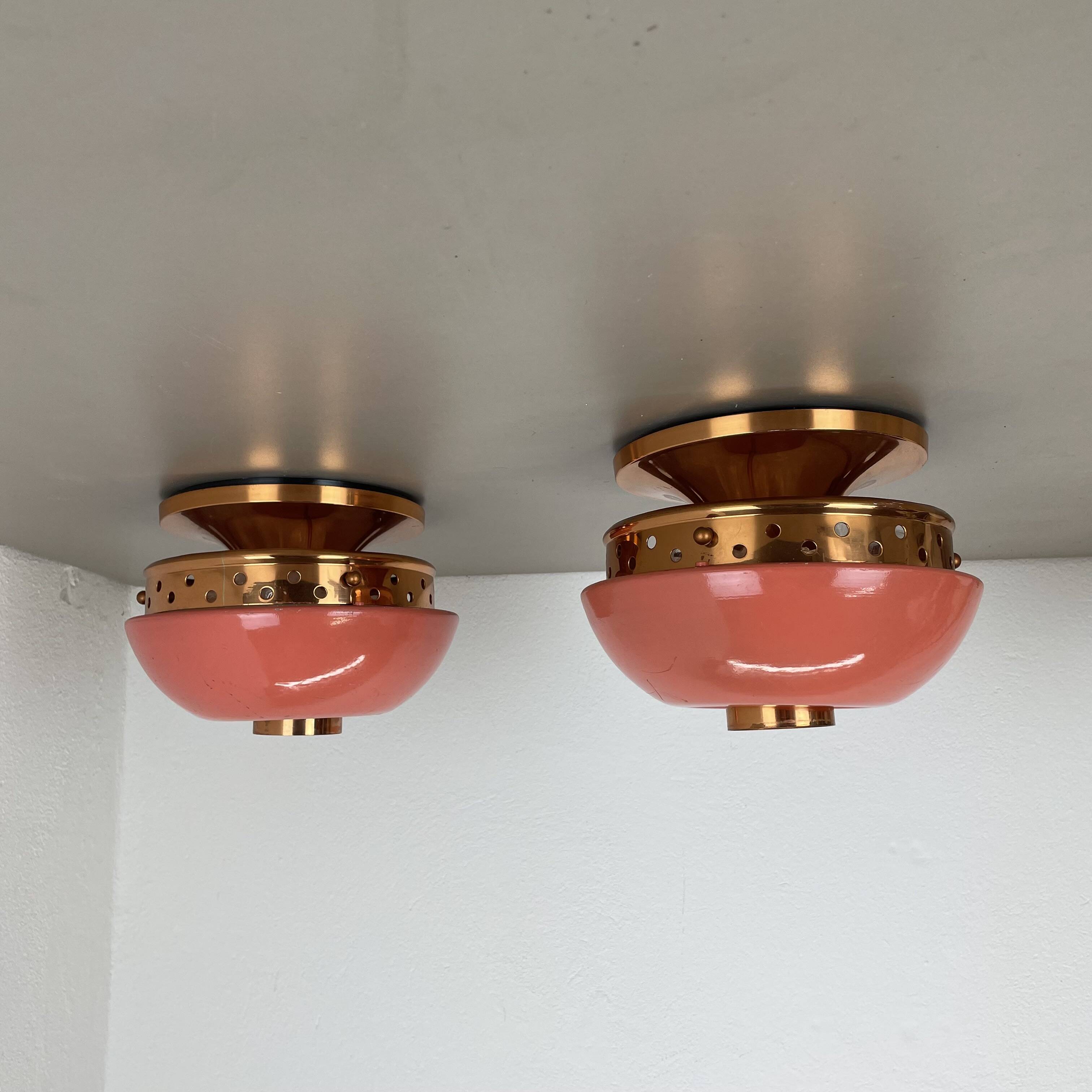 set of 2 unique PINK spot STILNOVO Style Ceiling Light Flushmount, Italy