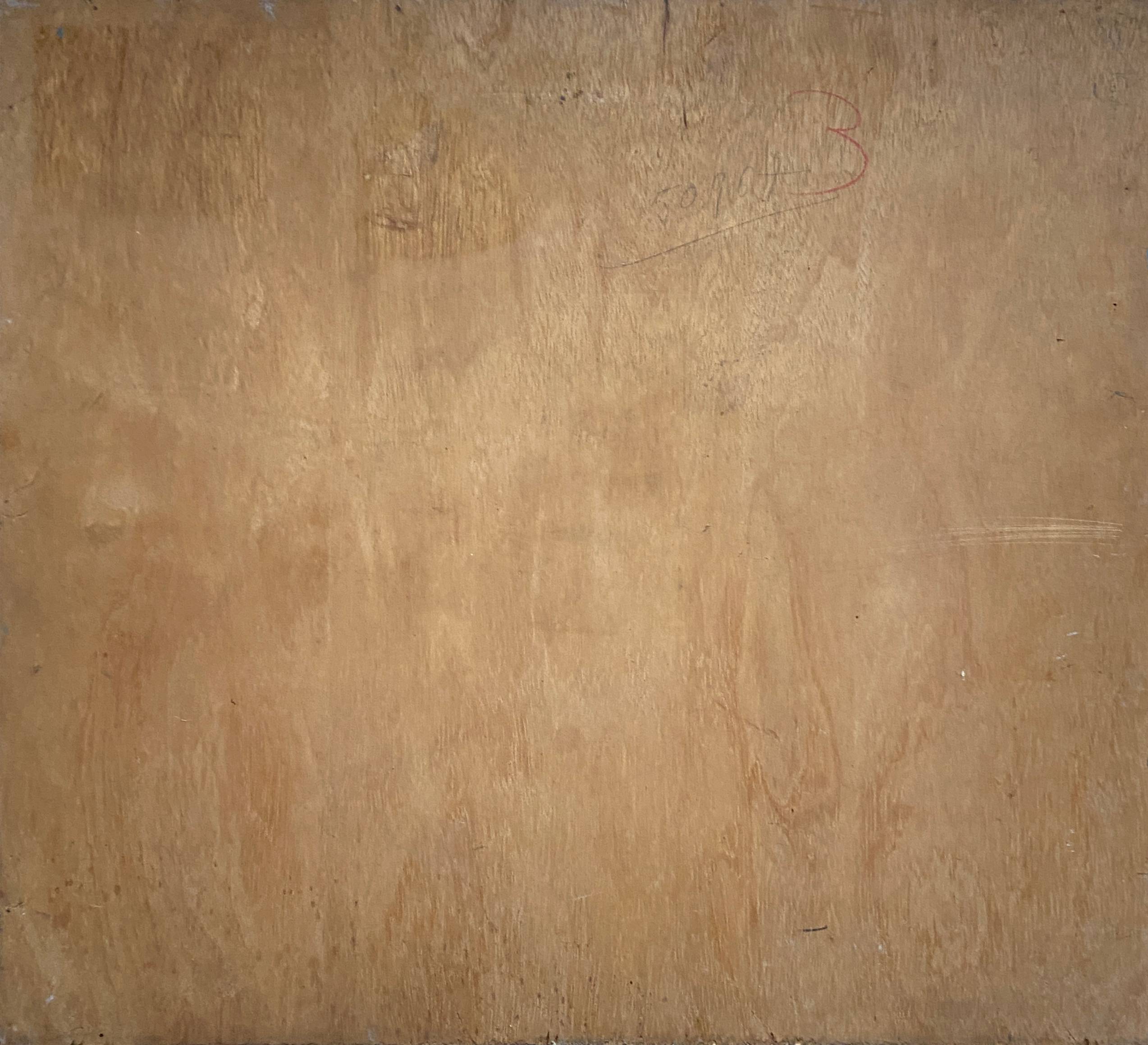 Table "Village and boats by the sea" Marine Bretagne signed 1948