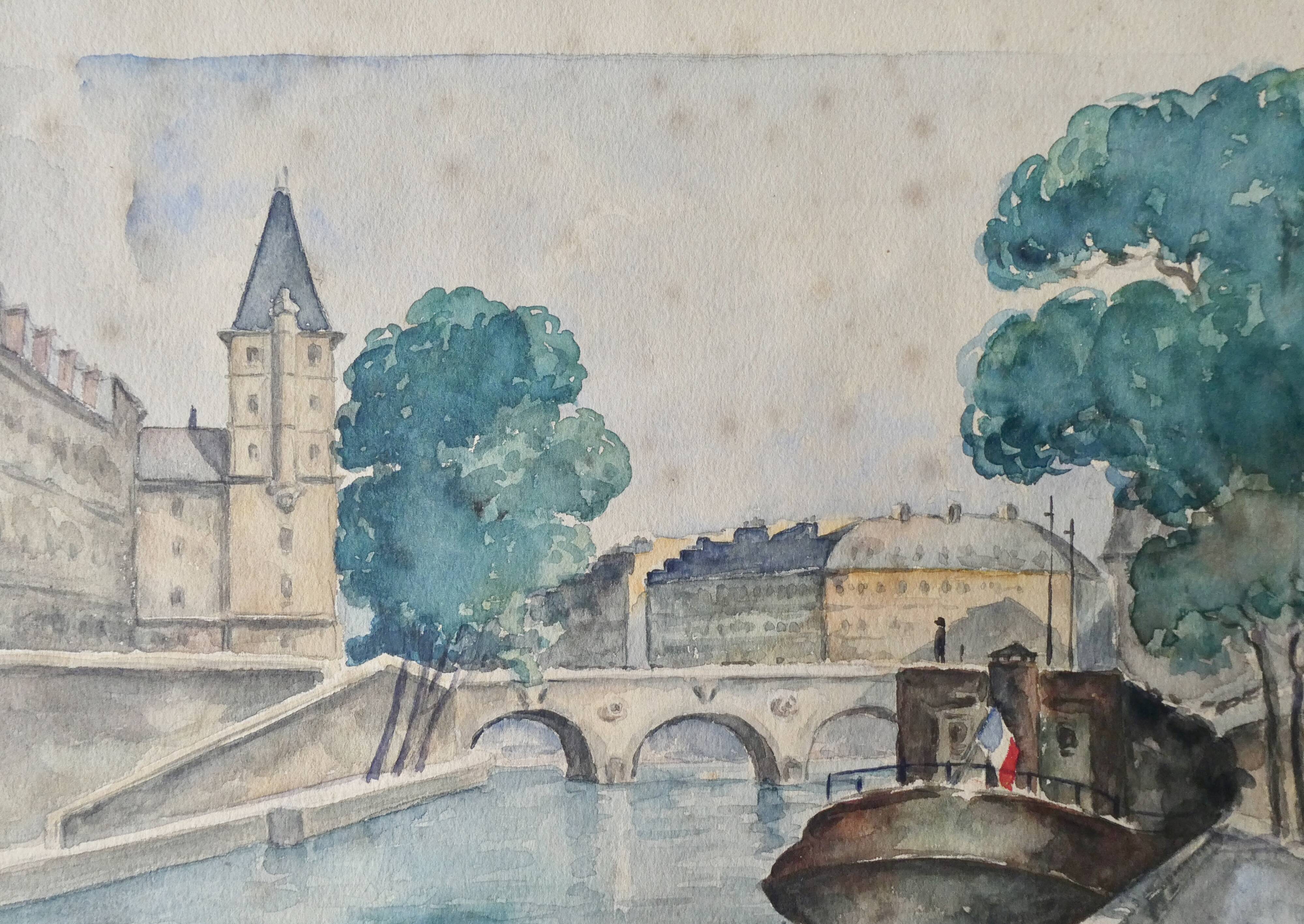 Tableau du pont Saint Michel à Paris, 1950