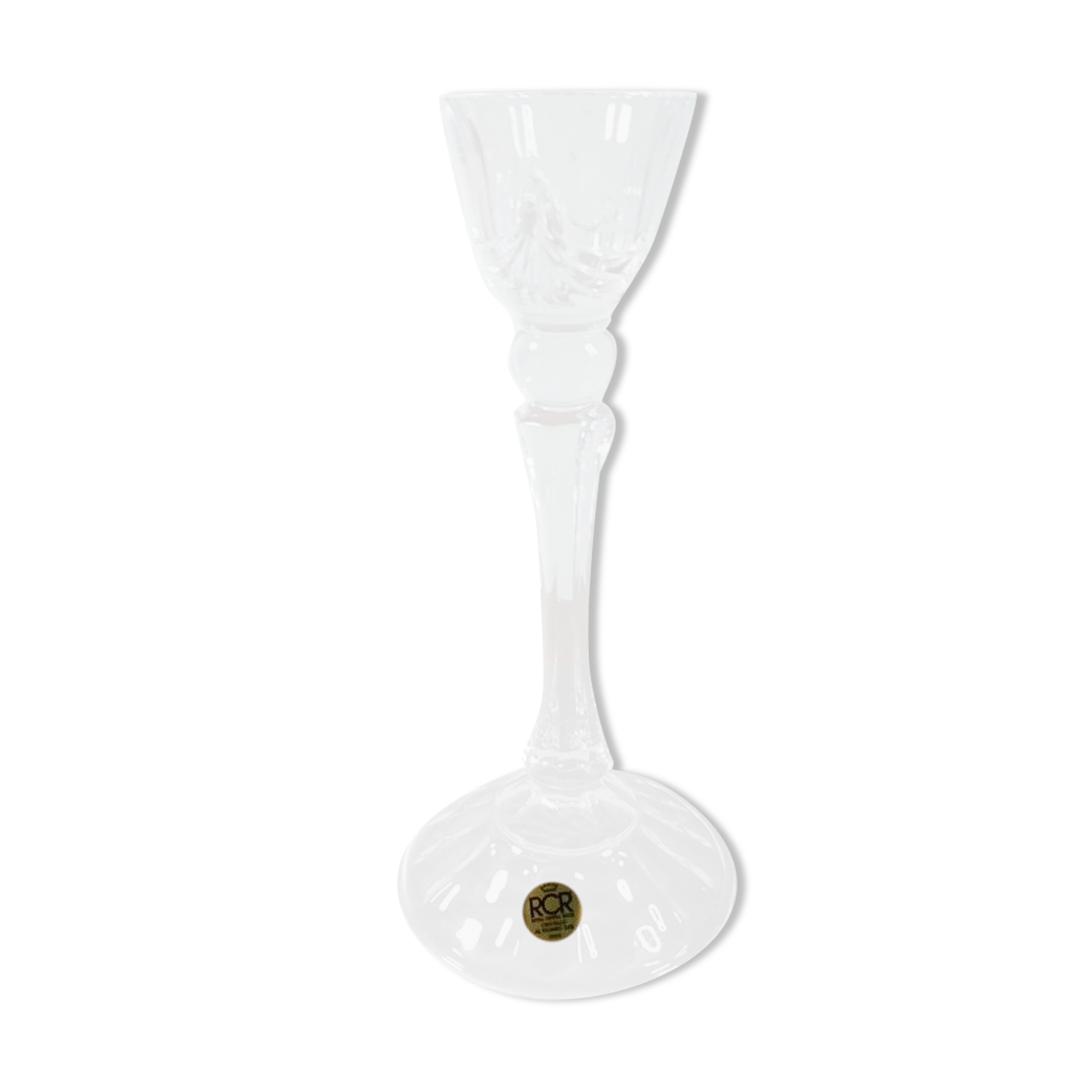 Crystal candle holder on foot decoration drapery made in italy