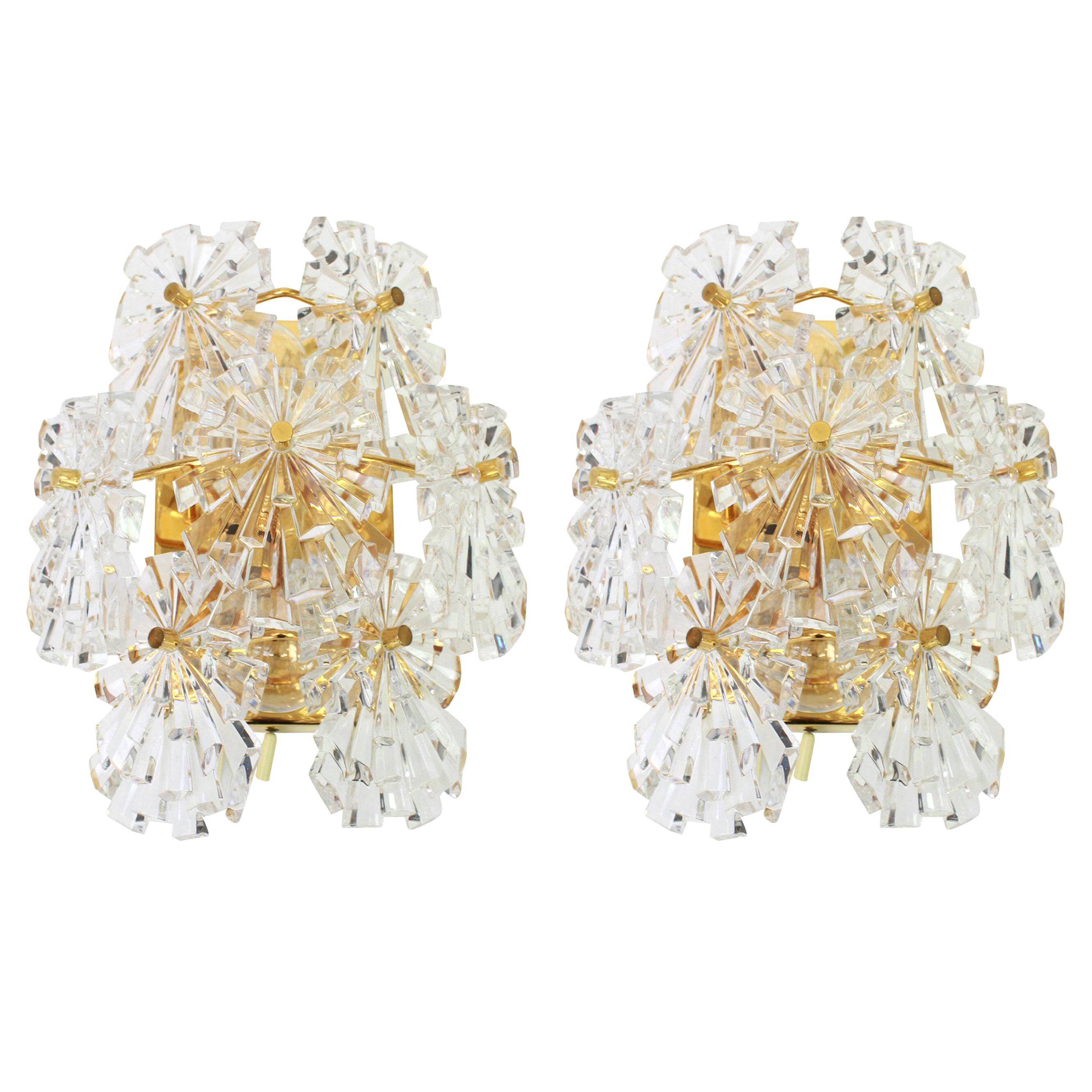 Wonderful pair of crystal wall lights by Kinkeldey, Germany, 1970s.