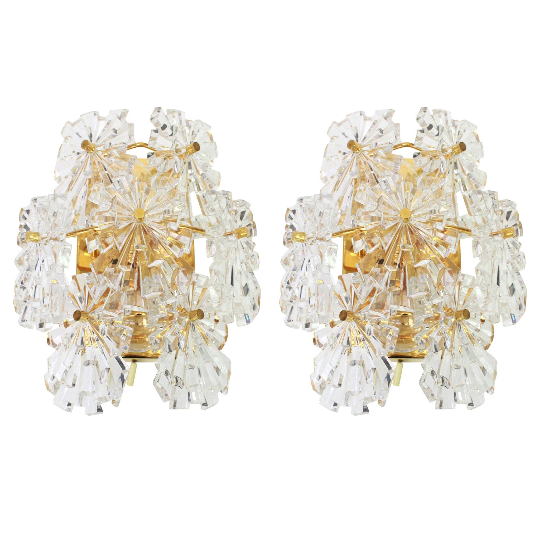Wonderful pair of crystal wall lights by Kinkeldey, Germany, 1970s.