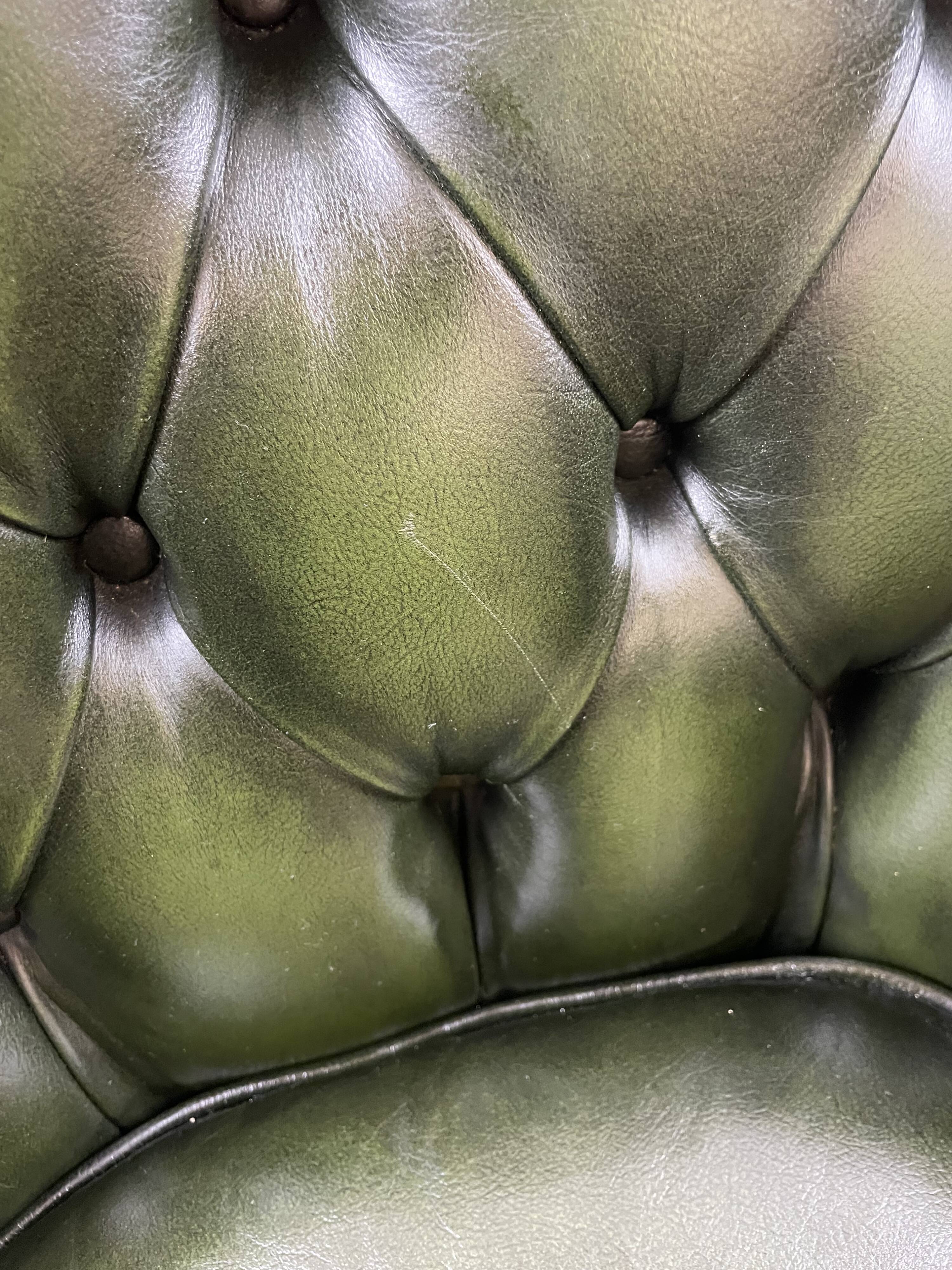 Chesterfield armchair in English green leather