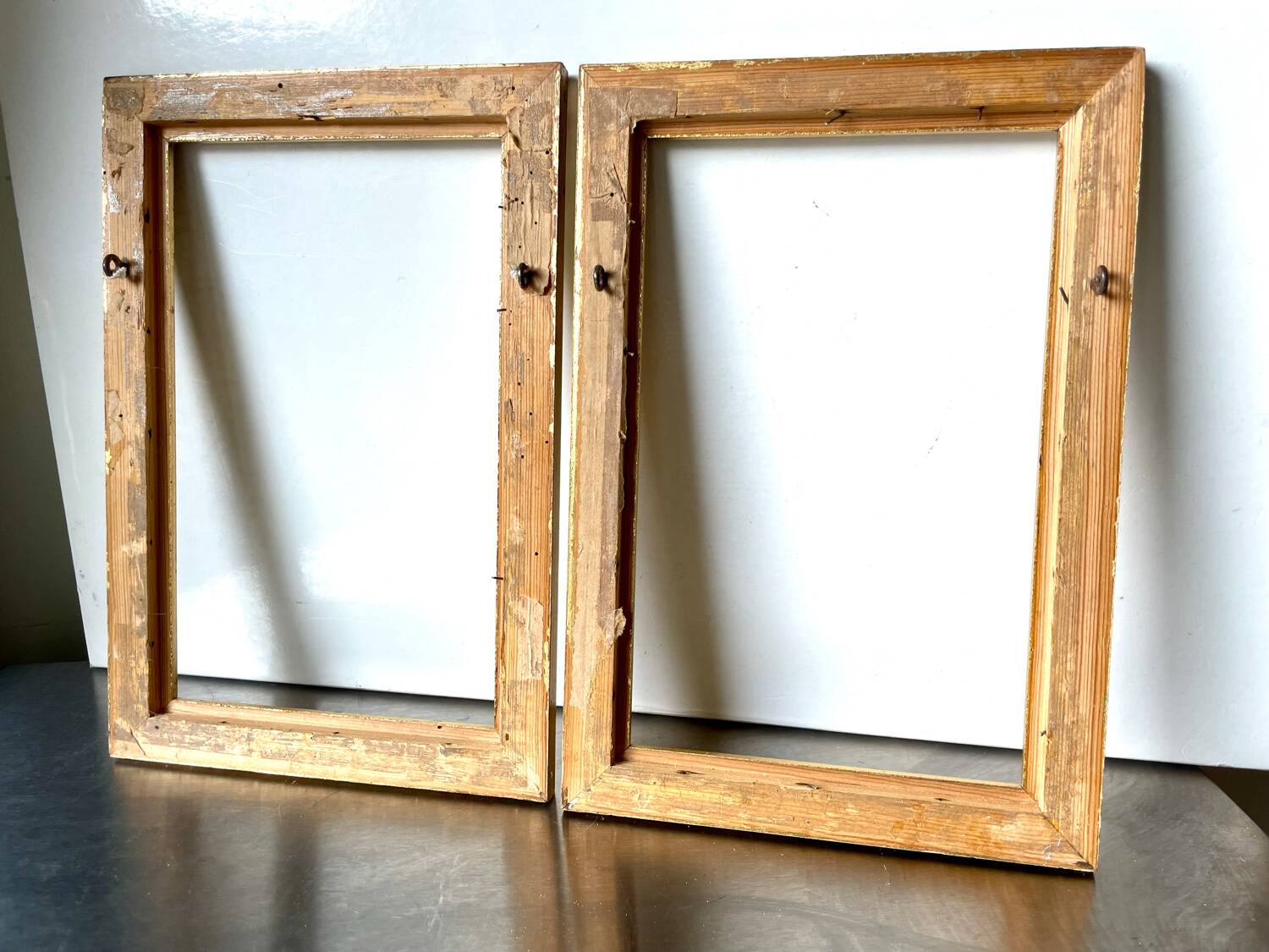 Pair of antique art nouveau gilded wooden  frames