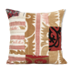 Vintage neutral suzani patchwork pillow fashioned from a mid-20th century samarkand suzani