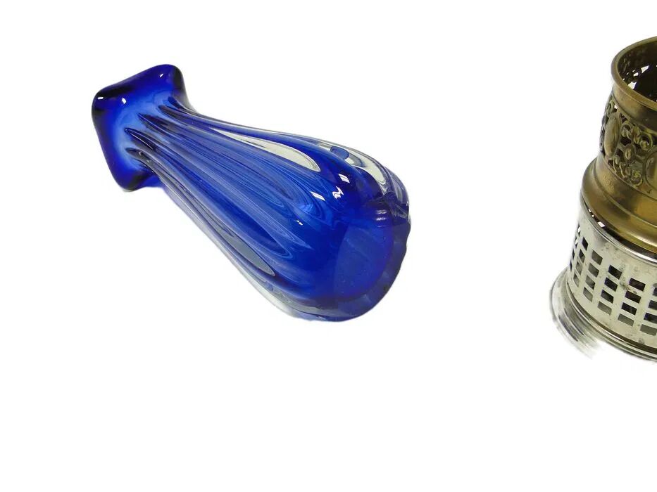 ABN Vase, mid-century modern, blue glass, design by J. Hospodka