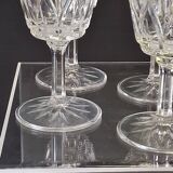 6 large wine glasses in semi-crystal from VMC in good condition.