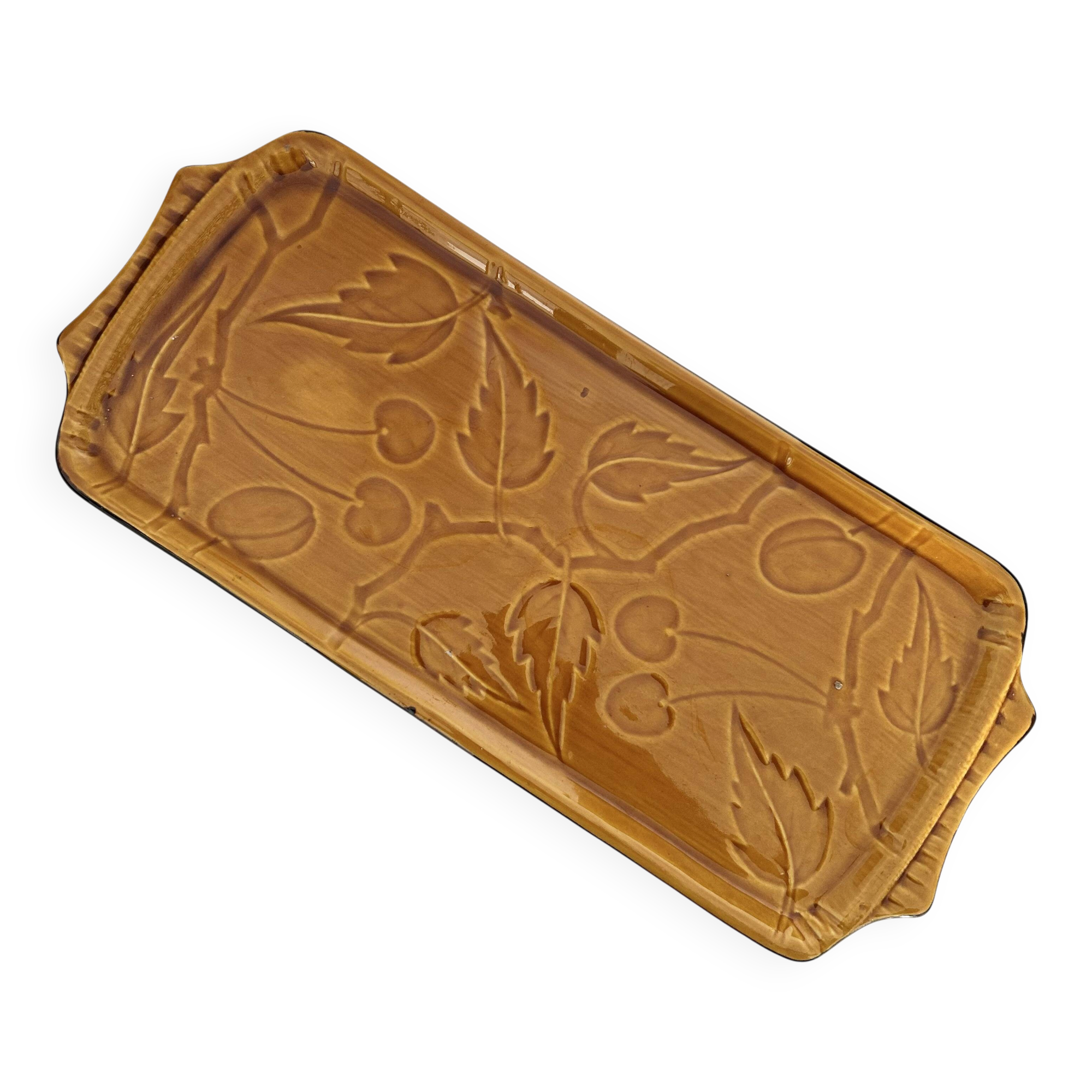 Rectangular plate with cherry decoration