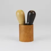 Carl Aubock II "The Bombs" salt and pepper shakers, walnut & horn, 1950s