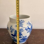Ancient Vase Flower Pot Blue White Porcelain Bird Arita Imari Seto Peony