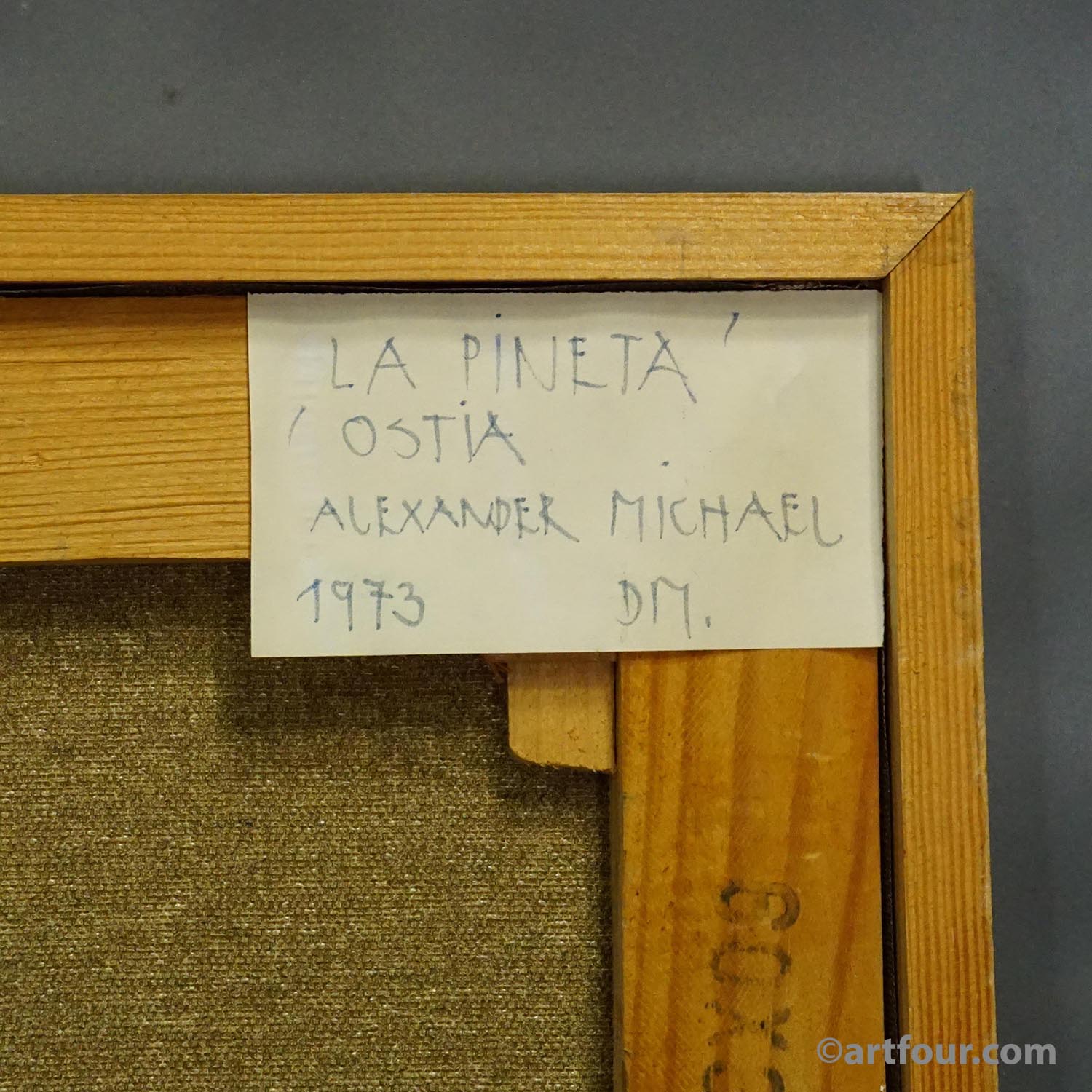 Oil painting by Alexander Michael of a pine forest near Ostia, Italy 1973