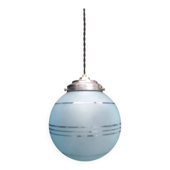 Blue glass ball pendant light