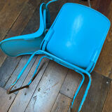 Duo of vintage Grofilex blue nursery children's chairs