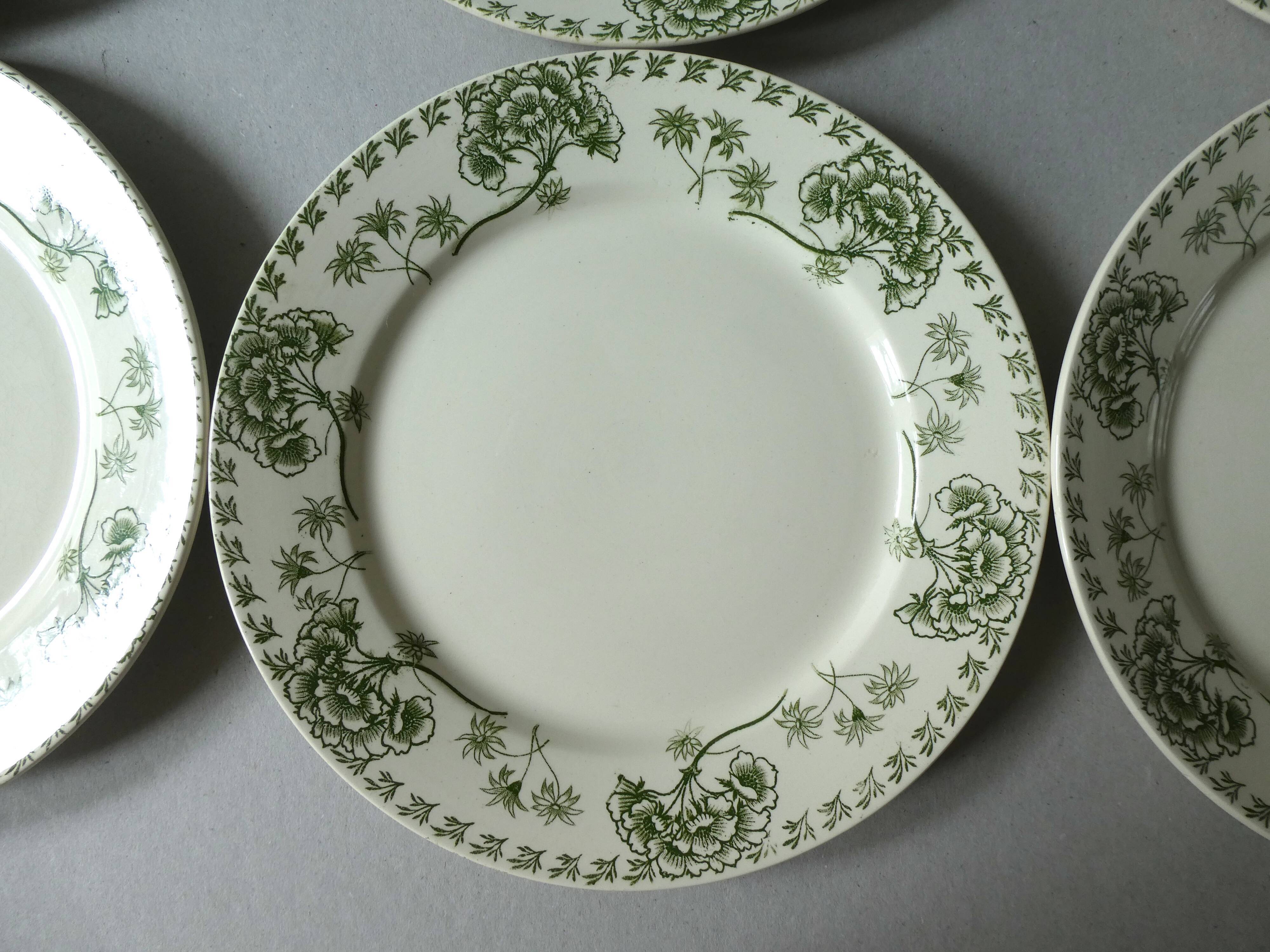 Set of 6 flat plates Sarreguemines