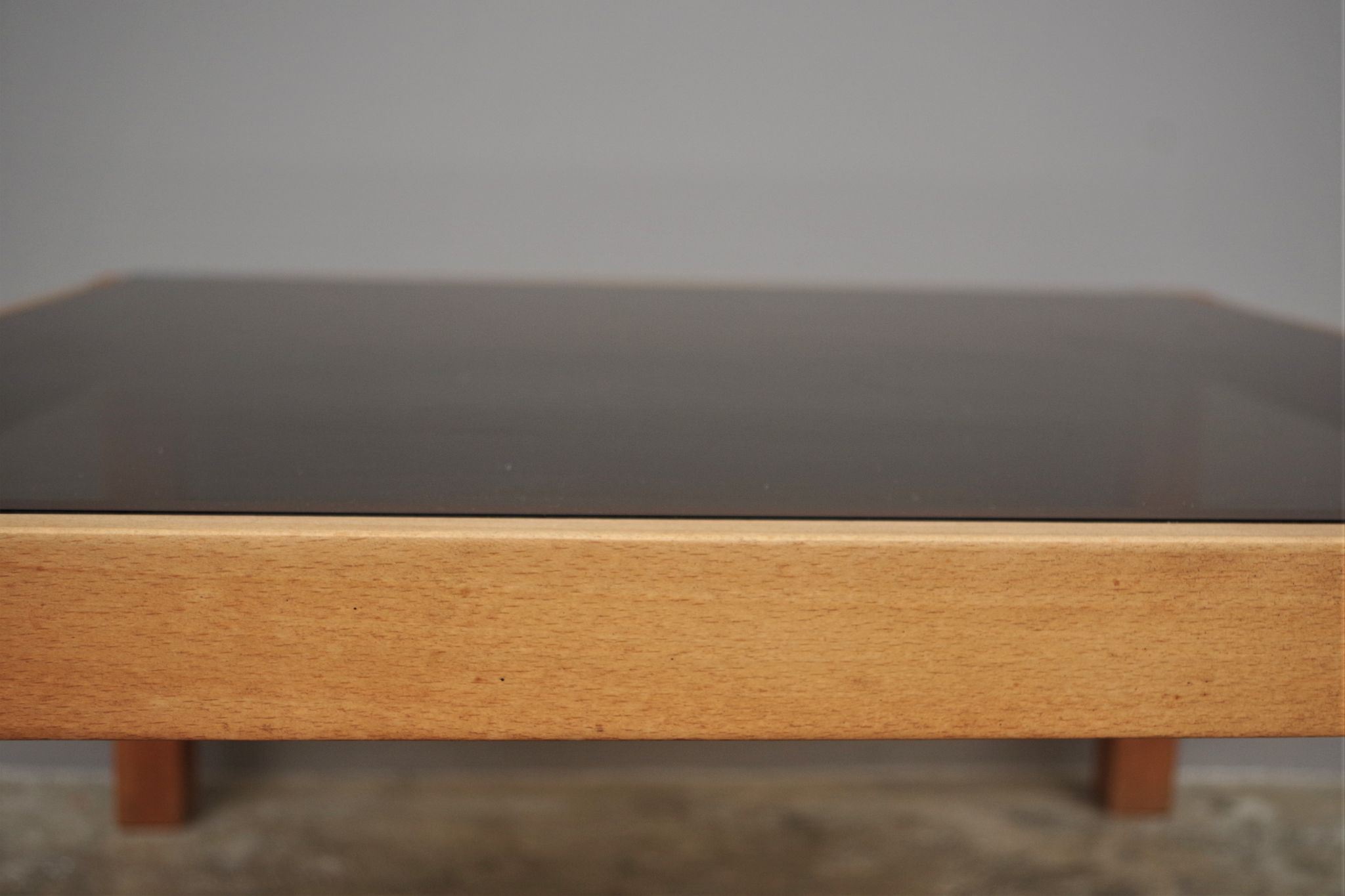 Coffee table with smoked glass top, 1980s