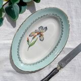 Vintage white and green porcelain dish Iris Moulin des Loups "Sargosse" 1950s