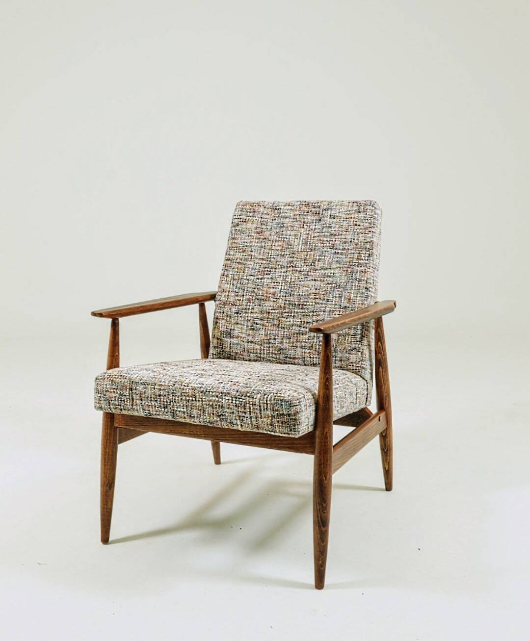 Vintage armchair mid-century modern design knitted fabric