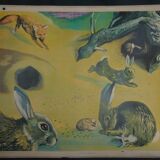 School map deer deer fawn 24 and rabbits and fox